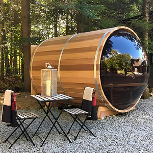 ساونا أسطوانية فاخرة 2-3 أشخاص في الهواء الطلق مع تكنولوجيا الأشعة تحت الحمراء والتدفئة الكهربائية الأرز الأحمر 6 كيلو وات للصحة التخلص من السموم - Product Image 1