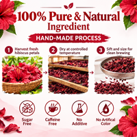 Label Pribadi OEM ODM Teh Herbal Alami Bunga Hibiscus Kering Bebas Gula Bebas Kafein Tanpa Bahan Tambahan Label Pribadi OEM