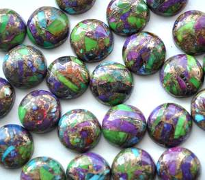 Lot de 5 cabochons en turquoise naturelle mélangée au cuivre, 5 mm, pierres précieuses certifiées par un tiers pour la fabrication de bijoux - Product Image 2