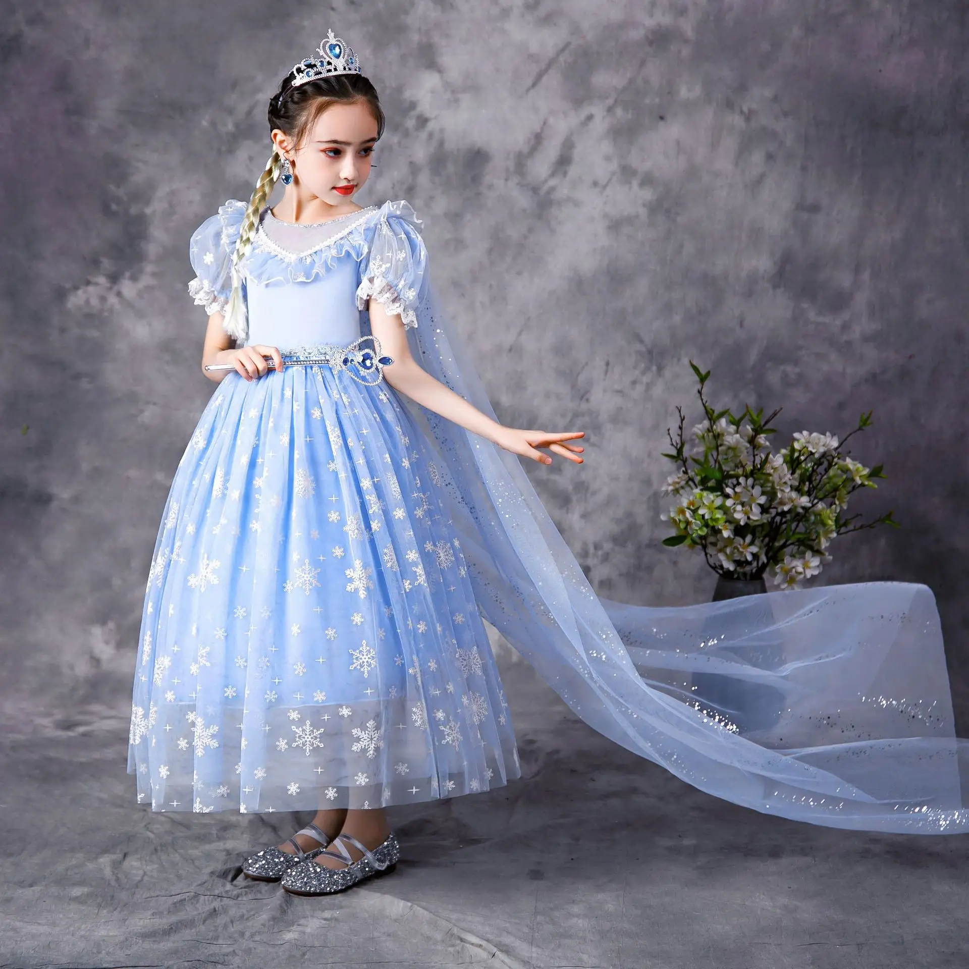 MQATZ-vestido de Elsa para Halloween, disfraz de fantasía de TV y película para niños y niñas, vestido de princesa para fiesta