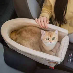 Car Seat for Small Dog Center Console Booster Pet Car Seat with Protection Seat Belts Cushion Nest