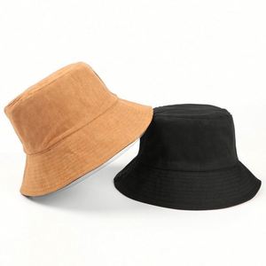 Autumn Winter New Reversible Suede Wide Brim Flat Basin <b>Hat</b> <b>for</b> Men Women Versatile Solid Color Bucket <b>Hat</b> - Product Image 1