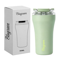 Mug à café en acier inoxydable 380 ml avec logo personnalisé, double paroi, isolation sous vide, sans BPA, portable, pour le bureau et les voyages