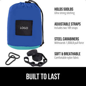 Hamac de camping en nylon <span class=keywords><strong>parachute</strong></span> durable Goodwin avec logo personnalisé, simple ou double, bleu, rouge, noir, avec sangles d'arbre robustes - Product Image 2
