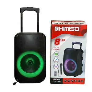 Kimiso-altavoz inalámbrico con carrito de QS-2812, Subwoofer colorido para exteriores, 8 pulgadas, Bluetooth, micrófono, soporte para TF