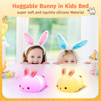 Veilleuse LED moderne en silicone en forme de lapin, contrôle tactile, variateur d'intensité, 3000k blanc chaud, alimentée par batterie, chambre à coucher, maison