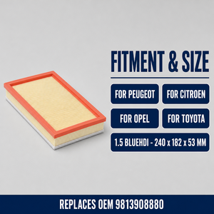 Filtro Aria Motore 9813908880 LX4729 39192256 SU001-A7906 98 139 088 80 per Modelli Peugeot, Citroen, Opel e Toyota 1.5 BlueHDi - Product Image 3