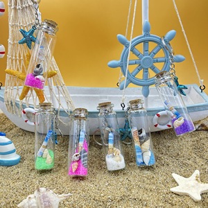 Wholesale Creative Souvenir Handmade Gift Glass Wish Wishing Lucky Bottle Keychain Pendant