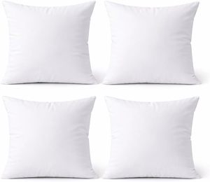 Cushion, 18 X 18 Inch Throw Pillow Inserts, Set of 4, Square Polyester-Filled Pillow <strong>Forms</strong> for Decorative Covers, White - Product Image 1