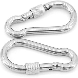 SS304/316 Climbing Locking Carabiner Spring Hook Camping Carabiner Hook With Screw