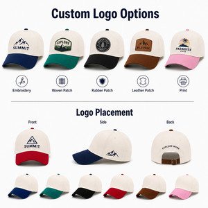 Custom Logo 6-Panel Baseball Cap Structured Fit Contrast Visor Premium Cotton Wholesale Adjustable Sun <b>Hat</b> Ivory Coffee Brown - Product Image 2