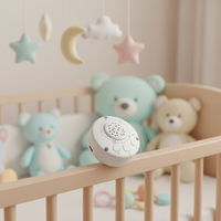 ESYS OEM Veilleuse LED Chaude Personnalisable avec Détection de Pleurs, Module Sonore Ours en Peluche, 8 Musiques Apaisantes, Jouet Apaisant Blanc pour Bébé