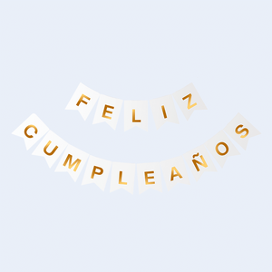 Guirlande Joyeux Anniversaire Lettres Blanches Dorées 16 Pièces 4M Bannière de Fête - Product Image 1