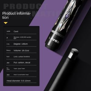 Queue de billard chinoise en fibre de carbone, tête fine, style 8 points noirs, à neuf queues, avec structure en 12 parties et étui de transport TS01 - Product Image 2