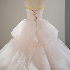 Robe de soirée 3D à fleurs en tulle rose, robe de mariée en tulle rose, robe trapèze en tulle rose, robe de bal personnalisée OEM Sfy229 - Product Image 4