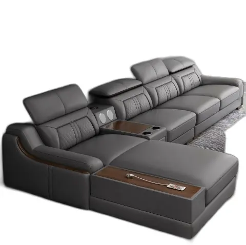 Роскошный современный кожаный диван в скандинавском стиле, легкая L-образная комбинация для отеля и квартиры, мебель для гостиной, диван