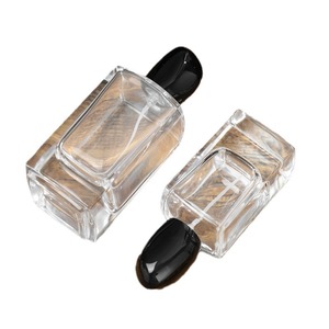 Botella de perfume de lujo con tapa negra, transparente, de vidrio, con atomizador a presión, de 30ml, 50ml, 100ml, para viajes y cuidado personal. - Product Image 4