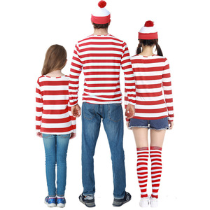 Costume per Genitore-Figlio del Cartone Animato Dove è Wally, Outfit per la Settimana del Libro, Kit con Camicia a Righe, Cappello e Occhiali - Product Image 3