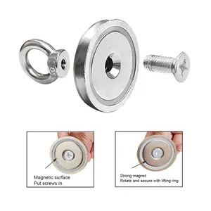 Hot Sale D75mm With Eyebolt 500lbs Powerful Permanent Magnetic Fishing Magnets