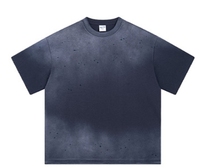 Camiseta de manga corta de gran tamaño 275GSM de alta calidad con logotipo personalizado de tela de algodón ropa de calle cuello redondo para hombre lavado ácido