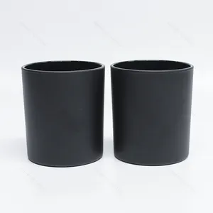 Pot de bougie en verre noir mat givré porte-bougie noir récipient vide RTS pour la fabrication de bougies