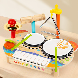 Ensemble d'instruments de musique en bois en gros, instruments de percussion Orff, jouets en bois avec clavier, piano, tambour, triangle - Product Image 5