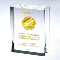 Plaque en cristal de verre personnalisée gravée au laser 3D, forme de livre, plaque de récompense en cristal gravée
