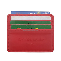 Dompet Kartu Kredit Kulit Mini Custom Print Logo, MOQ Rendah, Laris Manis