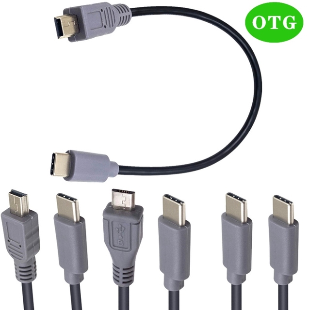 1pcs USB Type C 3.1 Male to Mini USB 5 Pin B Male Plug Converter OTG Adapter Fast Charging Data Cable for Mobile Macbook 1m 3ft