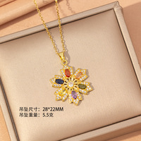 Collier Pendentif Flocon de Neige Tendance et Chic, Exquis, Polyvalent, en Cuivre Premium avec Zirconium, Chaîne de Pull pour Femme