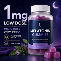 Gommes de mélatonine à base de pectine végétale, faible dose (1 mg), faible teneur en sucre, pour la nuit, approvisionnement de 30 jours