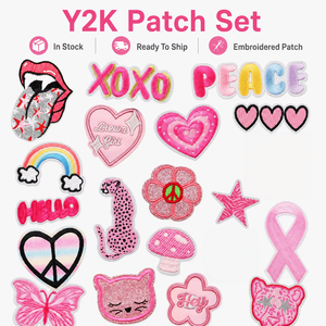 Pronta Entrega: <span class=keywords><strong>Patches</strong></span> Y2K Rosa Estéticos Bordados, Atacado em Estoque, Apliques Termocolantes de Borboleta e Amor para Chapéus - Product Image 1