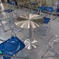 Table d'hôtel minimaliste d'extérieur, tables et chaises de salle à manger rondes modernes de luxe, mobilier pour café, table en acier inoxydable
