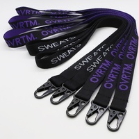 Lanière de cou personnalisée pour porte-badge avec logo, sans minimum de commande, en sangle de polyester épaisse, jacquard brodé, tissée, 2,5 cm, résistante à l'eau