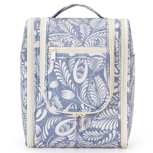 Bolsa <span class=keywords><strong>de</strong></span> Aseo Colgante Azul <span class=keywords><strong>con</strong></span> Diseño <span class=keywords><strong>de</strong></span> Hojas para Viaje, para Mujeres y Hombres, Bolsa <span class=keywords><strong>de</strong></span> <span class=keywords><strong>Maquillaje</strong></span>, Organizador para Baño y Ducha - Product Image 1