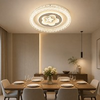 Plafonnier rond contemporain en cristal, motif fleur à cinq pétales, éclat étoilé, trois couleurs, intensité variable, montage encastré, moderne, pour chambre et salon