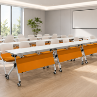 Table de réunion scolaire pliable contemporaine avec roulettes, bureau de conférence modulaire, structure en acier, mobilier de bureau SY-FM01