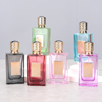 Flacon de parfum vide en verre 50 ml, rechargeable à vis, rectangulaire, coloré, avec pulvérisateur à pompe, pour aromathérapie, sérigraphie