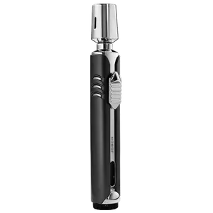 Jomon Groothandel Op Maat Gemaakte Sigaret Butaan Triple Vlam Jet Gas Opblaasbare Metalen Logo Flintzaklamp Aansteker Sigaar