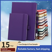 Carnet à reliure sans colle avec sangle élastique en cuir PU A5/A6, impression de logo personnalisée, plusieurs couleurs, option cadeau, vente chaude