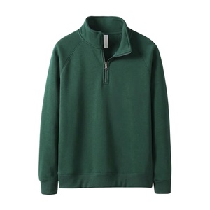 Nouveau style Sweat-shirt à demi-zip vierge personnalisable avec logo, pour homme, en coton épais 100%, col montant, manches raglan, streetwear, pull-over - Product Image 1