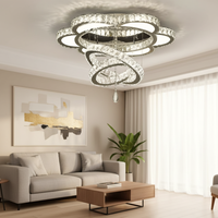 Lustre de chambre d'hôtel moderne de luxe, design mural, lampe en cristal à intensité variable, plafonnier argenté pour restaurant