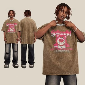 T-shirt rétro personnalisé 100 % coton 250 g, doux pour la peau, style urbain, vintage, légèrement prélavé, coupe ample pour homme - Product Image 1