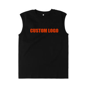 Poids lourd 100% coton hommes gilet couleur unie sans manches débardeur 230G haute qualité col rond décontracté Street Wear lettre motif - Product Image 5