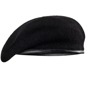 คุณภาพสูงซับนุ่มผู้ชายสวมหมวกปรับหมวกขนสัตว์ 100% ผู้ใหญ่สวมใส่ผู้ชายยุทธวิธี Beret