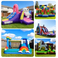 Château gonflable rose licorne, combo toboggan et structure de saut gonflable commerciale pour enfants