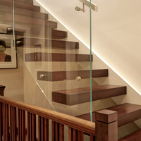 Escalier flottant cantilever haut de gamme pour intérieur, marches en bois massif naturel, escalier suspendu pour villa de luxe