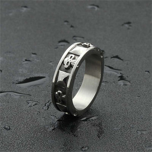 yunnique <b>Titanium</b> Steel Skull <b>Ring</b> Men's Punk Geometric Design Silver Color 26091 - Product Image 2