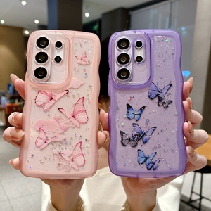Coque de téléphone souple transparente antichoc avec étoiles et papillons en paillettes époxy pour <span class=keywords><strong>Samsung</strong></span> Galaxy S26 Ultra S25 Edge S24 S23 <span class=keywords><strong>S22</strong></span> S21 Plus S25FE - Product Image 1