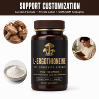Capsules d'ergothionéine, complément antioxydant cellulaire, longévité premium, ingrédient autorisé par l'UE, étiquette privée, OEM personnalisé
